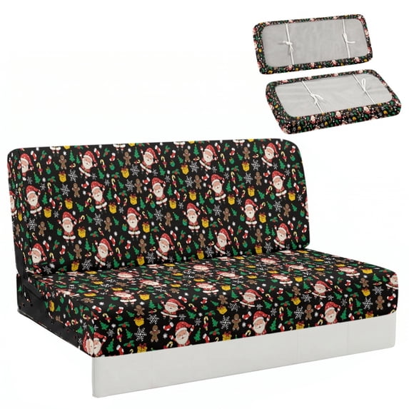 Psesaysky Stretch RV Jackknife Sofa Slipcovers Suitable for Camper Motorhome RV Folding Sofa Bed, Christmas Santa Pattern Fit for Camper RV Sofa