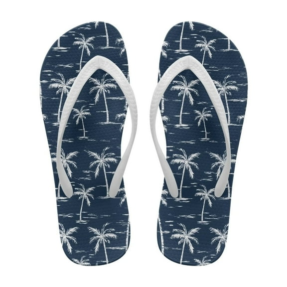 Psesaysky Stylish Durable Beach Sandals for Women Girls Printed Flip Flops with Coconut Trees for Summer Size 5-9