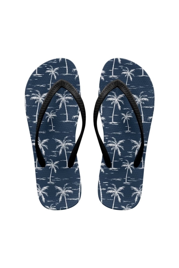 Stylish Durable Beach Sandals for Women Girls Printed Flip Flops with Coconut Trees for Summer Size 5-9