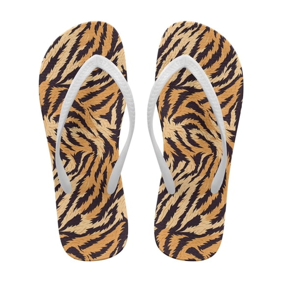 Psesaysky Stylish Durable Summer Sandals for Women Girls Tiger Stripes Printed Flip Flops Anti-Slip Soft Footbed Flat Slippers