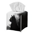 thumbnail image 1 of Psesaysky Stylish Tissue Box Cover Square with Black Cat Design - PU Leather Tissue Boxes Holder Waterproof Decorative Cube Cover for Bathroom and Home, 5.1"X5.1"X5.5", 1 of 7