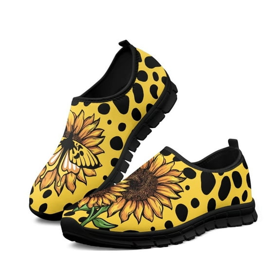 Psesaysky Sunflowers Printed Casual Shoes Women's Slip on Casual Shoes Anti-Slip Lightweight Breathable Walking Shoes