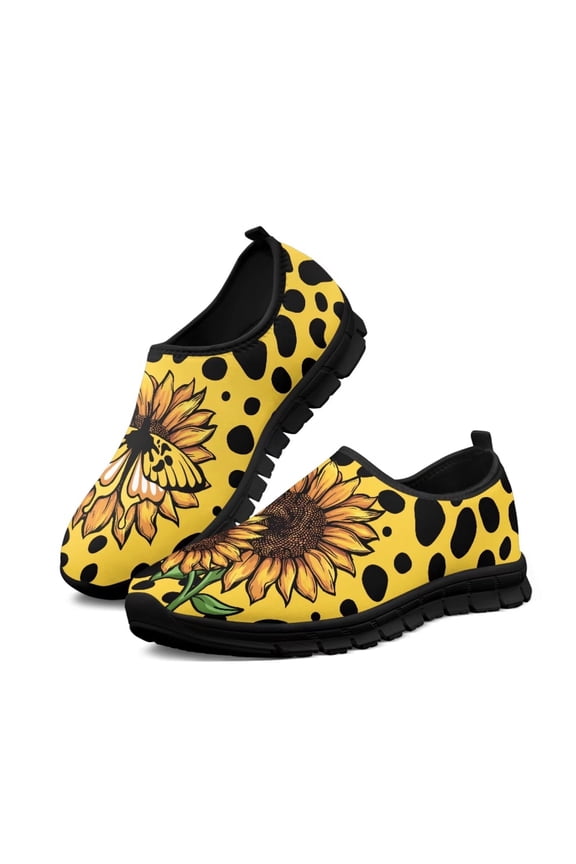 Sunflowers Printed Casual Shoes Women's Slip on Casual Shoes Anti-Slip Lightweight Breathable Walking Shoes