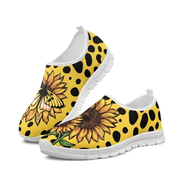 Psesaysky Sunflowers Printed Casual Shoes Women's Slip on Casual Shoes Anti-Slip Lightweight Breathable Walking Shoes