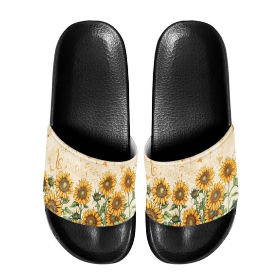 Psesaysky Sunflowers Printed Slide Sandals Shoes Soft Comfortable Beach Sandals Indoor Outdoor Durable Lightweight Sandals Shoes