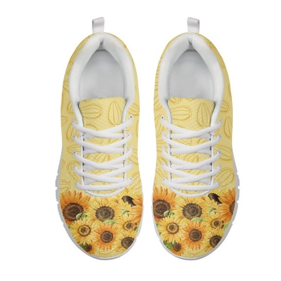 Psesaysky Sunflowers Running Shoes for Women Girls Lightweight Comfortable Tennis Shoes Breathable Mesh Walking Sneakers