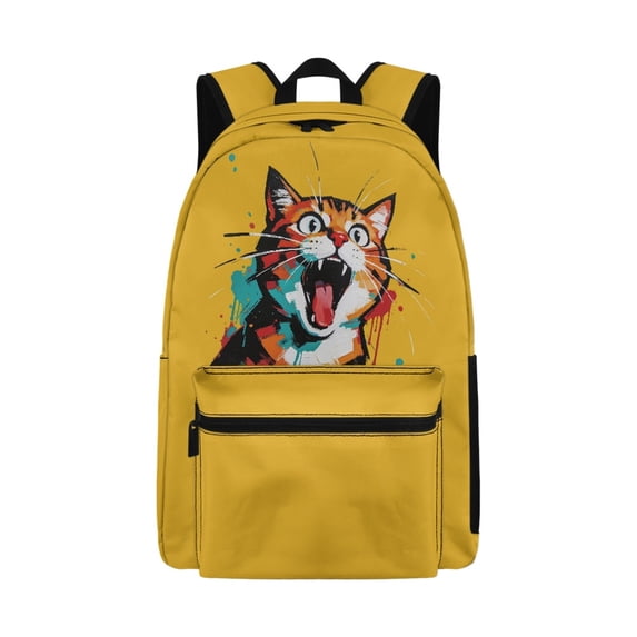 Psesaysky Surprised Cat Pop Art Backpack Set 17 Inch Kids Backpack Kids School Bag for Boys Girls Outdoor Sports Rucksack
