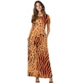 thumbnail image 1 of Psesaysky Sweat Wicking Short Sleeve Maxi Dress, Zebra Stripe Pattern Wrinkle Resistant Round Neck Women Short Sleeve Maxi Dress for Banquet Shopping Daily, 1 of 8