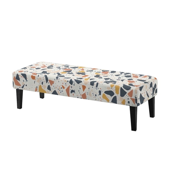 Psesaysky Terrazzo Speckle Durable Stretch Bench Protector, Washable Polyester Spandex Fabric Rectangular Long Bench Cover for Bedroom Patio Dining Room