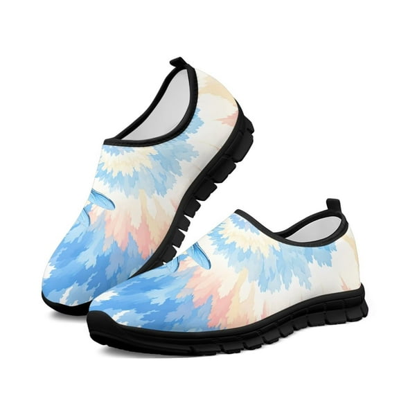 Psesaysky Tie-Dye Dragonfly Printed Casual Shoes for Women Big Girls Lightweight Comfortable Loafers Shoes Durable Walking Shoes