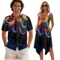 thumbnail image 1 of Psesaysky Tie Dye Octopus Print Mens Shorts Sleeve Shirt &Womens Sleeveless Flowy Tunic Dress Couples Matching Hawaiian Luau Outfit His and Her Topical Shirts or Dresses with Pockets, 1 of 7