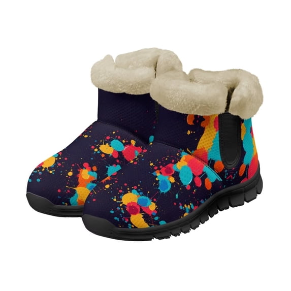 Psesaysky Tie Dye Snow Boots for Women Warm Lined Non Slip Winter Boots Fashionable and Wear-Resistant Boots