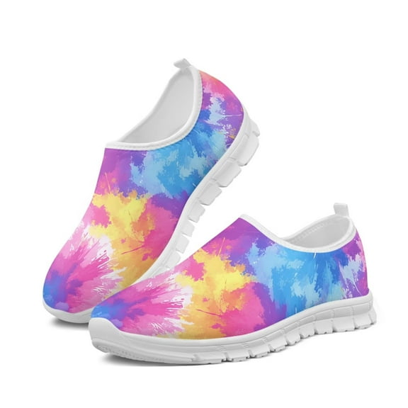 Psesaysky Tie Dyeing Sneakers for Girl Students Women Skin-Friendly Comfortable Causal Shoes Loafers Everyday Walking Shoes