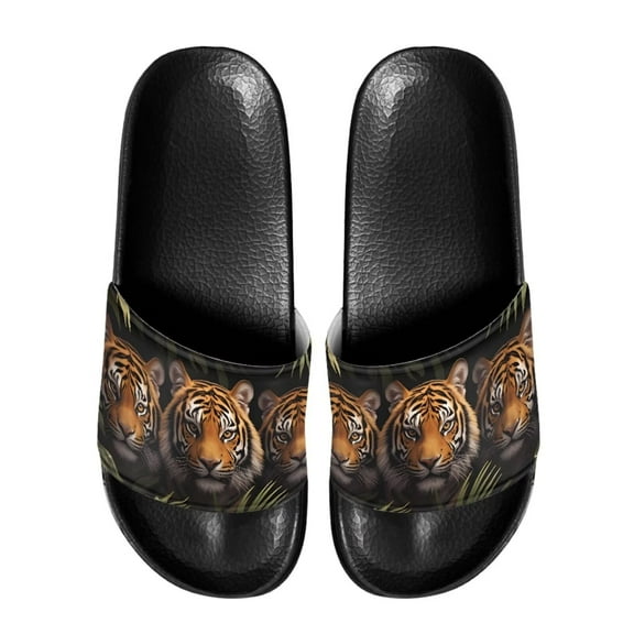 Psesaysky Tigers Pattern Slide Sandals for Men Flexible Soft Wear-Resistant Flip-Flops for Indoor Outdoor Wear Size 5-14