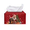 thumbnail image 1 of Psesaysky Tissue Box Cover PU Leather Car Tissue Holder Rectangular Waterproof Facial Paper Organizer Dispenser for Bathroom, Vanity Countertop, Tabletop, Christmas Santa Dachshund, 1 of 7