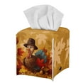 thumbnail image 1 of Psesaysky Tissue Box Cover, Thanksgiving Turkey Leaves Square Decorative Car Tissue Holder PU Leather Facial Paper Case Organizer Dispenser for Bathroom, Vanity Countertop, Night Stands, Desk, 1 of 7