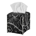 thumbnail image 1 of Psesaysky Tissue Box Cover Waterproof, Black Spider Web Square PU Leather Tissue Box Holder, Halloween Facial Paper Organizer Dispenser for Bathroom, Car, 5.1''X5.1''X5.5'', 1 of 7