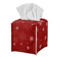 thumbnail image 1 of Psesaysky Tissue Box Cover Waterproof Chrsitmas Snowflakes, Red Square Leather Tissue Box Holder, Modern Facial Paper Organizer Dispenser for Bathroom, Car, 5.1''X5.1''X5.5'', 1 of 7