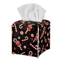 thumbnail image 1 of Psesaysky Tissue Box Cover Waterproof PU Leather Car Tissue Holder Square Tissues Boxes Organizer for Bathroom Vanity, Night Stands, Office, Home, Kitchen (Christmas Candy Cane), 1 of 7
