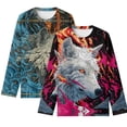 thumbnail image 1 of Psesaysky Toddler Boys Long Sleeve Shirts 2 Pack Fantasy Wolf Graphic Casual Comfotable Crewneck Tops, Trendy Fall Winter Layering Tees, 9-10 Years, 1 of 6