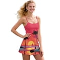 thumbnail image 1 of Psesaysky Trendy Workout Tennis Dress with Built in Shorts Square Neck Sleeveless No Bra Summer Athletic Dress Hawaiian Sunset Palm Tree Print, Size L, 1 of 5