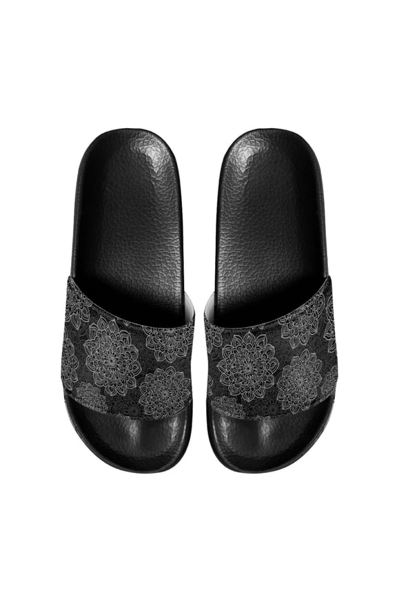 Tribal Nation Style Slide Sandals with Flowers for Men Boys Comfortable Stylish Durable Beach Sandals Size 5-14