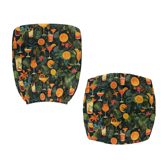 Psesaysky Tropical Cocktail 2 Pack Set Computer Chair Cover for High Back Chairs, Washable Non-Slip Polyester Office Chair Slipcovers