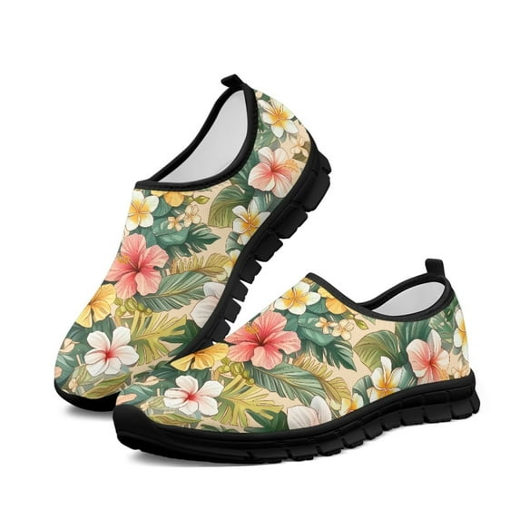 Psesaysky Tropical Flowers Casual Shoes Women Lightweight and Breathable Walking Sneakers Wear-Resistant Loafers for Girls Ladies