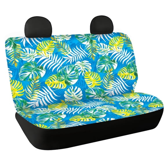 Psesaysky Tropical Leaf Art Rear Bench Seat Cover for Dogs, 2 Piece Car Back Seat Cover Fashion Decoration Bench Seat Back Covers