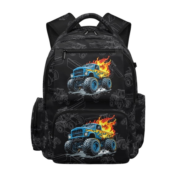 Psesaysky Truck Pattern Kids Backpacks with Multi-Pocket Water Resistant School Bags, Large Capacity 17" Book Bag for Elementary Hiking Back to School