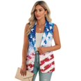 thumbnail image 1 of Psesaysky USA Flag Print Blazer Vest for Women 4th of July Business Casual Sleeveless Open Front Suit Vest Lapel One Button Suit Waistcoat, Size 3XL, 1 of 6
