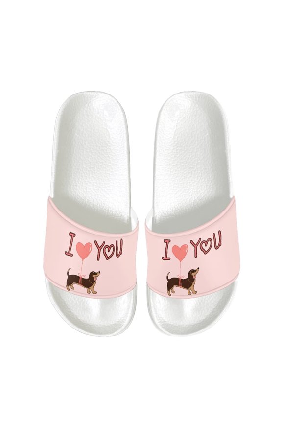 Unisex Dachshund Printed Slide Sandals Suitable for Bathroom Beach Swimming Pool Indoor Outdoor Fashion Comfortable Slide Sandals Shoes