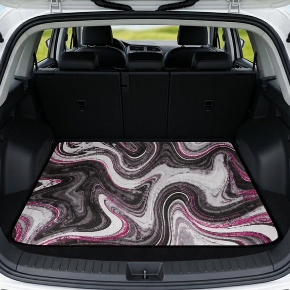 Psesaysky Universal Car Trunk Mat 29"x39", Pink Marble Swirl All Weather Trunk Protection Cargo Liner, Durable Non Slip Liner for Pet and Travel