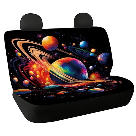 Psesaysky Vibrant Cosmic Planets Pattern Rear Car Seat Protectors for Men, 2 Pack Back Seat Covers Waterproof Fashion Rear Bench Seat Cover