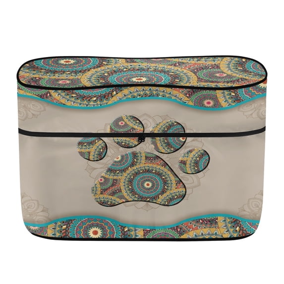 Psesaysky Vintage Mandala Paw Print RV Propane Tank Cover for Travel, Polyester Waterproof Dual Propane Tank Cover Front Zipper Windproof Camper Propane Tank Cover