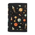 thumbnail image 1 of Psesaysky Vintage Space Print Waterproof Trifold Card Wallet, Elastic Polyester Toddlers Purse Easy to Access Coin Storage Pouch for Daily Use Outdoor Travel, 1 of 6