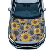 Psesaysky Vintage Sunflower Car Hood Cover Protection Automotive Accessories Universal Car Bonnet Banner for Truck SUV Pickup, Easy to Install
