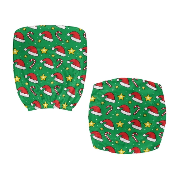 Psesaysky Washable Computer Chair Protector for Boss Chair, 2 Pieces Rotating Chair Protective Cover Polyester Fabric Desk Chairs Cover Christmas Santa Hat Candy Design