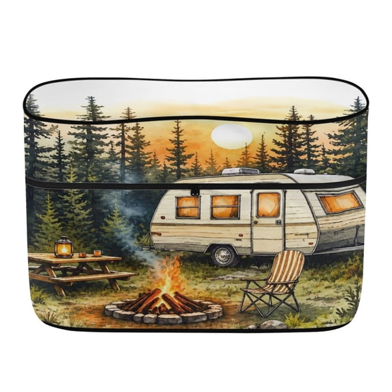 Psesaysky Watercolor Campsite RV Propane Tank Cover, Polyester Canvas Waterproof Zipper Cover for Camping and Outdoor Travel