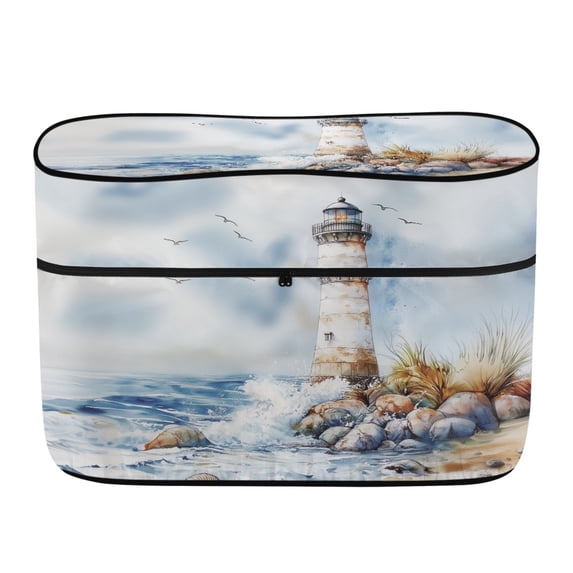 Psesaysky Watercolor Lighthouse RV Dual Propane Tank Cover, Durable Polyester Zipper Protector for Travel Outdoor Camping