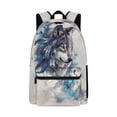 thumbnail image 1 of Psesaysky Watercolor Wolf Feather Backpack Schoolbag Sets for Boys Girls 7-12,Lightweight Casual Daypack Outdoor Travel Shoulder Ruckpack, 1 of 7
