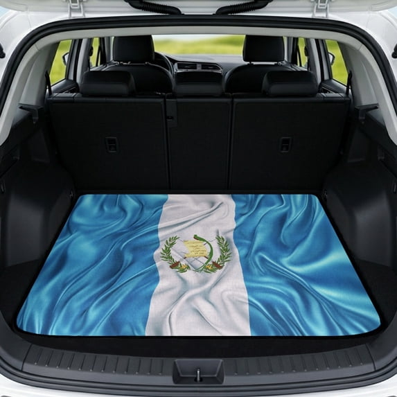 Psesaysky Waterproof Trunk Mat 29" x 39", Guatemala Waving Flag Pattern Duty Rear Trunk Liner All Weather Trunk Floor Mat for Travel