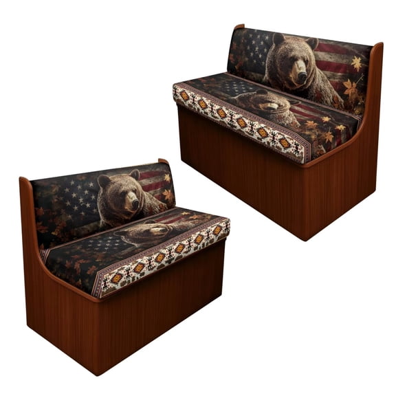 Psesaysky Western Tribal Bear RV Seat Covers Dinette Booth Cushions Washable Camper Cushion Covers 2 Cushion Couch Cover for RV Sofa Stretchy RV Bench Seat Covers for Travel Trailer Couch