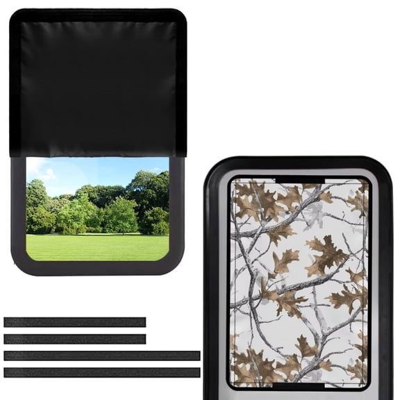 Psesaysky White Hunting Camo Leaves RV Window Shade,17.3x26 inch Foldable Blackout Camper Door Window Cover for Sun Shades UV Rays Protection, Fashion RV Accessories Universal Fit