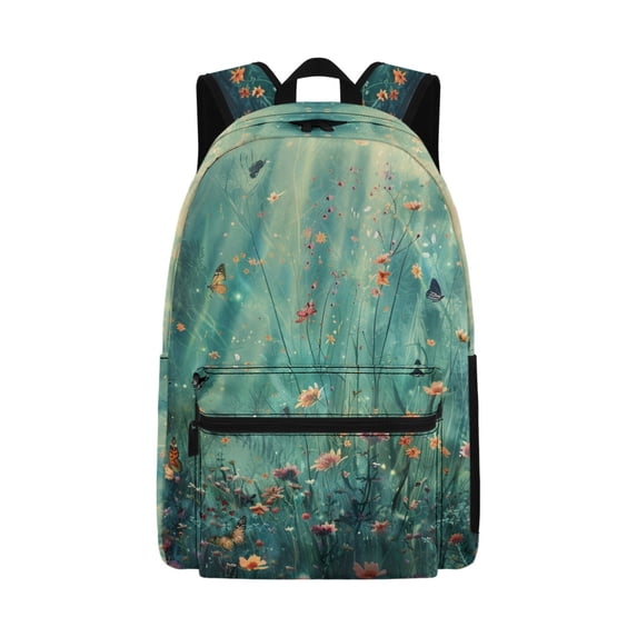 Psesaysky Wildflower Butterfly Backpack for Kids Girls Boy Adjustable Straps School Bag Bookbags Women Men Laptop Rucksack Travel Daypack Knapsack