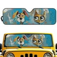 thumbnail image 1 of Psesaysky Windshield Sun Shade, Cartoon Puppy&Cat Front Window Sunshade Car Accessories Universal Fit Off-road Vehicle Truck Sun Visor Protector, Keep Car Cool, 1 of 7
