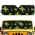 thumbnail image 1 of Psesaysky Windshield Sun Shade Compatible with Car SUV Off-road Vehicle 52.95"x16.14" Folding Front Window Sun Shade for Car Accessories (Jamaican Flag Music Notes), 1 of 7