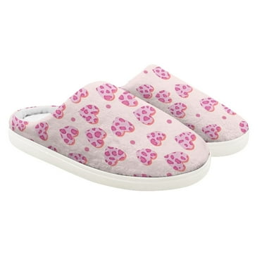 Psesaysky Winter Fluffy Slippers for Children House Slippers with Anti-Slip Rubber Sole Children Cute Pink Heart Slippers