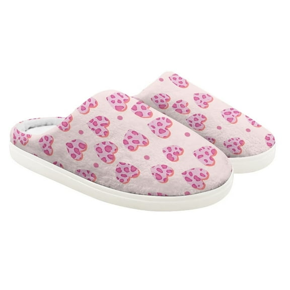 Psesaysky Winter Fluffy Slippers for Children House Slippers with Anti-Slip Rubber Sole Children Cute Pink Heart Slippers