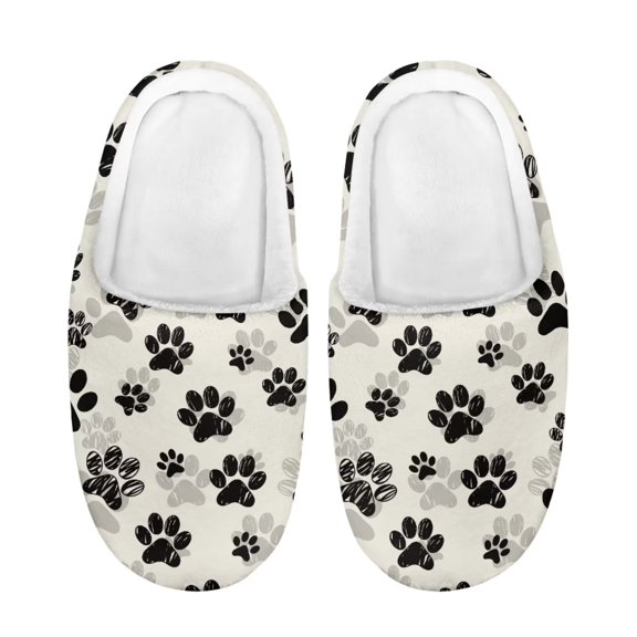 Psesaysky Winter Fluffy Slippers for Children Indoor and Outdoor Cozy House Slippers Animal Footprints Anti-Slip Slippers